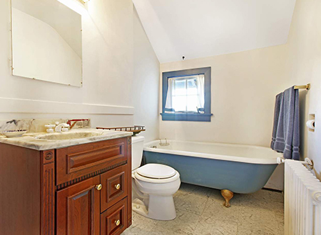 Guest bathroom with small vanity